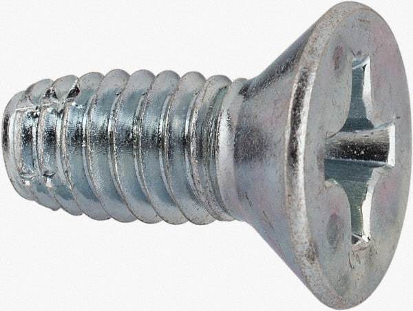Value Collection - 5/16-18 UNC Thread, 3/4" OAL, #4 Phillips Drive Steel Thread Cutting Screw - Flat Head, Grade 1016-1024, Point Type F, Zinc-Plated Finish - USA Tool & Supply