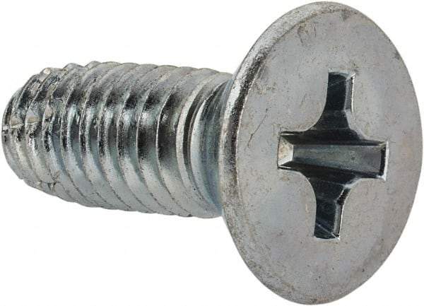 Value Collection - 3/8-16 UNC Thread, 1" OAL, #4 Phillips Drive Steel Thread Cutting Screw - Flat Head, Grade 1016-1024, Point Type F, Zinc-Plated Finish - USA Tool & Supply