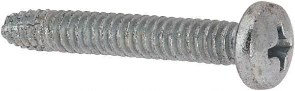 Value Collection - #10-24 UNC Thread, 1-1/4" Length Under Head, #2 Phillips Drive Steel Thread Cutting Screw - Pan Head, Grade 1016-1024, Point Type F, Zinc-Plated Finish - USA Tool & Supply
