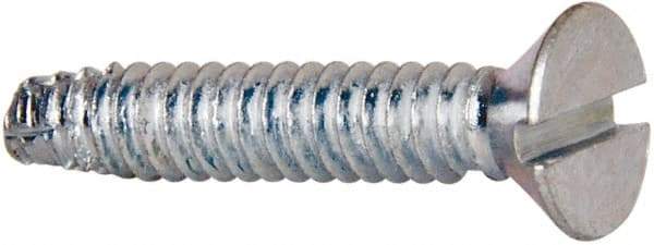 Value Collection - #6-32 UNC Thread, 3/4" OAL, #2 Slotted/Phillips Drive Steel Thread Cutting Screw - Flat Head, Grade 1016-1024, Point Type F, Zinc-Plated Finish - USA Tool & Supply