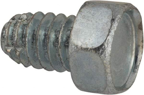 Value Collection - 1/4-20 UNC Thread, 3/8" Length Under Head, Hex Drive Steel Thread Cutting Screw - Hex Head, Grade 1016-1024, Point Type F, Zinc-Plated Finish - USA Tool & Supply
