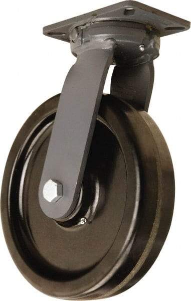 Hamilton - 12" Diam x 3" Wide x 15-1/2" OAH Top Plate Mount Swivel Caster - Phenolic, 3,500 Lb Capacity, Tapered Roller Bearing, 5-1/4 x 7-1/4" Plate - USA Tool & Supply