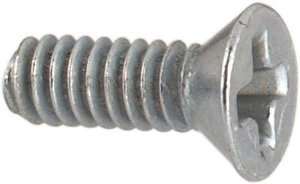 Value Collection - #2-56 UNC, 1/4" OAL Phillips Drive Machine Screw - Flat Head, Grade J82 Steel, Zinc-Plated Finish, Without Washer - USA Tool & Supply