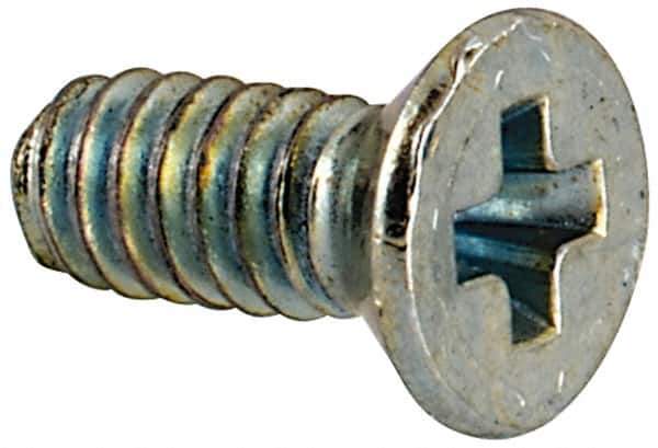 Value Collection - #3-48 UNC, 1/4" OAL Phillips Drive Machine Screw - Flat Head, Grade J82 Steel, Zinc-Plated Finish, Without Washer - USA Tool & Supply