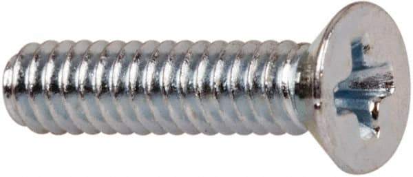 Value Collection - #3-48 UNC, 7/16" OAL Phillips Drive Machine Screw - Flat Head, Grade J82 Steel, Zinc-Plated Finish, Without Washer - USA Tool & Supply