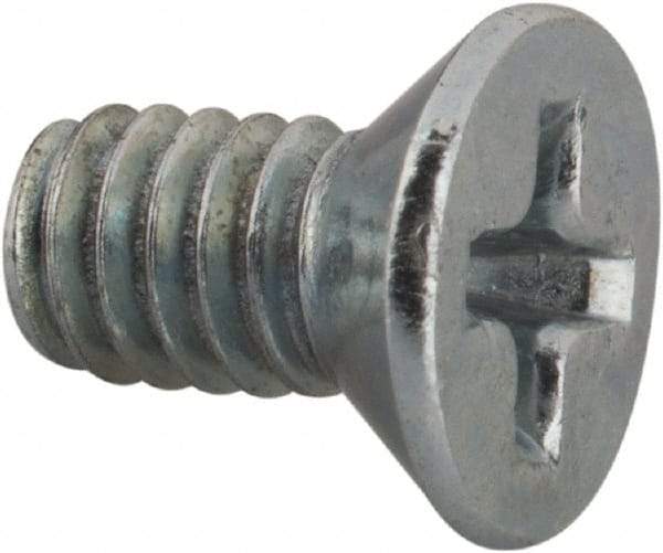 Value Collection - #8-32 UNC, 5/16" OAL Phillips Drive Machine Screw - Flat Head, Grade J82 Steel, Zinc-Plated Finish, Without Washer - USA Tool & Supply