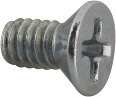 Value Collection - #8-32 UNC, 5/16" OAL Phillips Drive Machine Screw - Flat Head, Grade J82 Steel, Zinc-Plated Finish, Without Washer - USA Tool & Supply