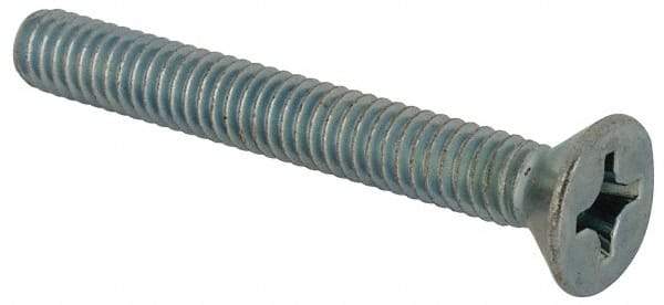 Value Collection - #12-24 UNC, 1-3/4" OAL Phillips Drive Machine Screw - Flat Head, Grade J82 Steel, Zinc-Plated Finish, Without Washer - USA Tool & Supply