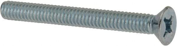 Value Collection - #12-24 UNC, 2" OAL Phillips Drive Machine Screw - Flat Head, Grade J82 Steel, Zinc-Plated Finish, Without Washer - USA Tool & Supply