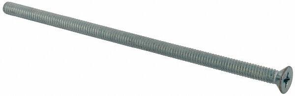 Value Collection - 1/4-20 UNC, 6" OAL Phillips Drive Machine Screw - Flat Head, Grade J82 Steel, Zinc-Plated Finish, Without Washer - USA Tool & Supply