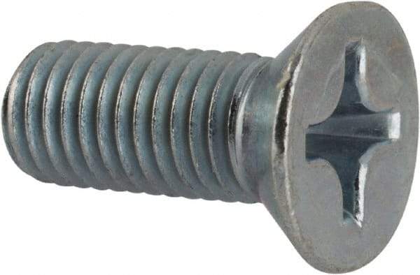 Value Collection - 1/4-28 UNF, 5/8" OAL Phillips Drive Machine Screw - Flat Head, Grade J82 Steel, Zinc-Plated Finish, Without Washer - USA Tool & Supply