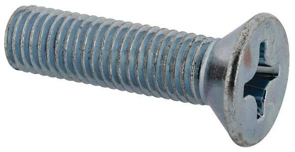 Value Collection - 1/4-28 UNF, 1" OAL Phillips Drive Machine Screw - Flat Head, Grade J82 Steel, Zinc-Plated Finish, Without Washer - USA Tool & Supply