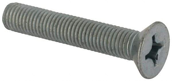 Value Collection - 1/4-28 UNF, 1-1/2" OAL Phillips Drive Machine Screw - Flat Head, Grade J82 Steel, Zinc-Plated Finish, Without Washer - USA Tool & Supply