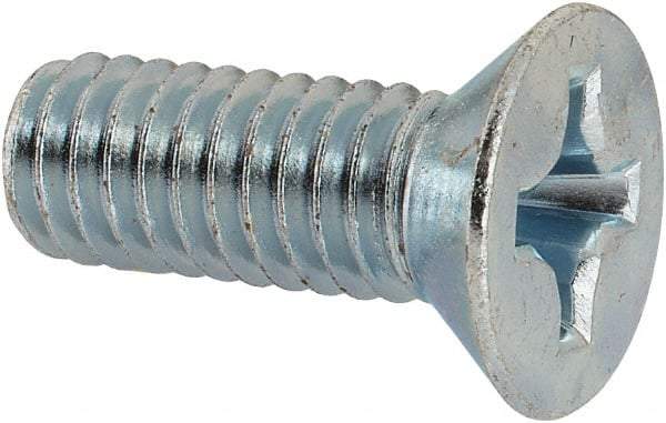 Value Collection - 5/16-18 UNC, 7/8" OAL Phillips Drive Machine Screw - Flat Head, Grade J82 Steel, Zinc-Plated Finish, Without Washer - USA Tool & Supply