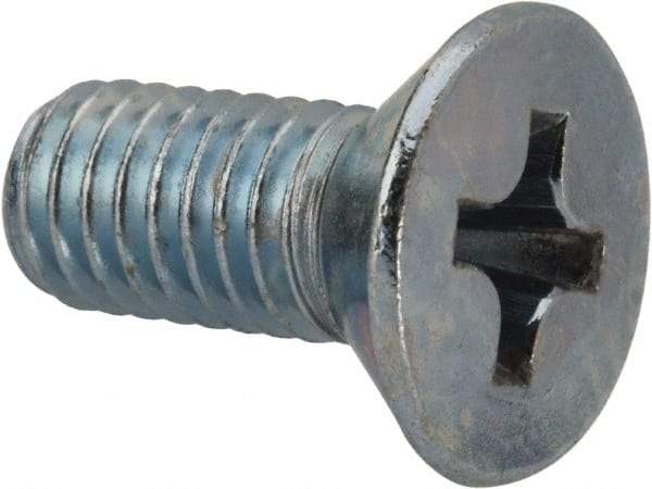 Value Collection - 3/8-16 UNC, 7/8" OAL Phillips Drive Machine Screw - Flat Head, Grade J82 Steel, Zinc-Plated Finish, Without Washer - USA Tool & Supply