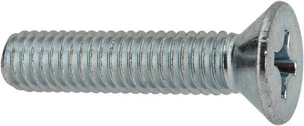 Value Collection - 3/8-16 UNC, 1-3/4" OAL Phillips Drive Machine Screw - Flat Head, Grade J82 Steel, Zinc-Plated Finish, Without Washer - USA Tool & Supply
