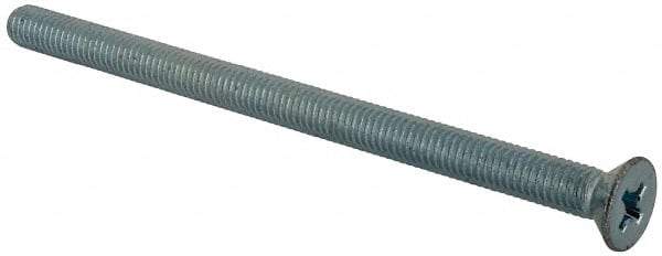 Value Collection - 3/8-16 UNC, 6" OAL Phillips Drive Machine Screw - Flat Head, Grade J82 Steel, Zinc-Plated Finish, Without Washer - USA Tool & Supply