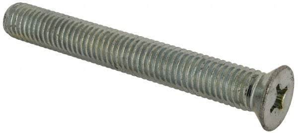 Value Collection - 1/2-13 UNC, 4" OAL Phillips Drive Machine Screw - Flat Head, Grade J82 Steel, Zinc-Plated Finish, Without Washer - USA Tool & Supply