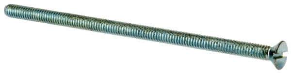 Value Collection - #8-32 UNC, 3-1/2" OAL Slotted Drive Machine Screw - Flat Head, Grade J82 Steel, Zinc-Plated Finish, Without Washer - USA Tool & Supply