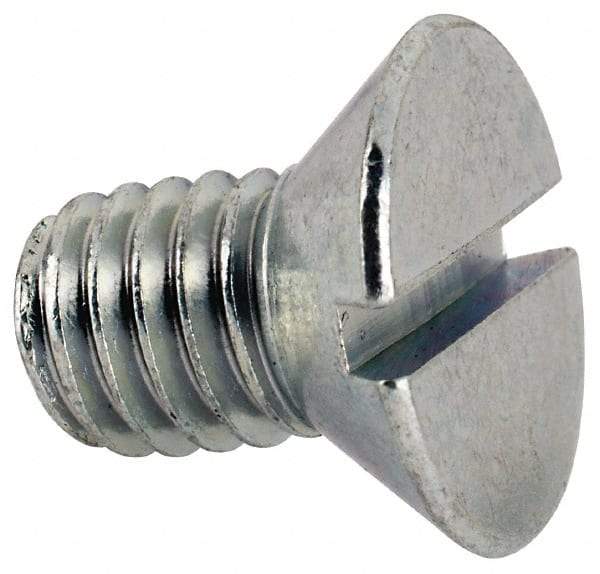 Value Collection - 3/8-16 UNC, 5/8" OAL Slotted Drive Machine Screw - Flat Head, Grade J82 Steel, Zinc-Plated Finish, Without Washer - USA Tool & Supply