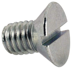 Value Collection - 3/8-16 UNC, 5/8" OAL Slotted Drive Machine Screw - Flat Head, Grade J82 Steel, Zinc-Plated Finish, Without Washer - USA Tool & Supply
