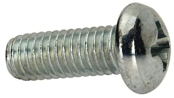 Value Collection - 3/8-16 UNC, 1" Length Under Head Phillips Drive Machine Screw - Round Head, Grade J82 Steel, Zinc-Plated Finish, Without Washer - USA Tool & Supply