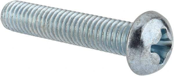 Value Collection - 3/8-16 UNC, 2" Length Under Head Phillips Drive Machine Screw - Round Head, Grade J82 Steel, Zinc-Plated Finish, Without Washer - USA Tool & Supply