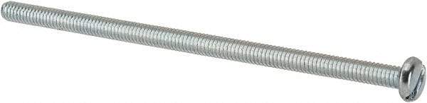 Value Collection - #8-32 UNC, 3-1/2" Length Under Head Slotted Drive Machine Screw - Pan Head, Grade J82 Steel, Zinc-Plated Finish, Without Washer - USA Tool & Supply