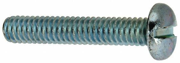 Value Collection - #12-24 UNC, 1-1/4" Length Under Head Slotted Drive Machine Screw - Pan Head, Grade J82 Steel, Zinc-Plated Finish, Without Washer - USA Tool & Supply