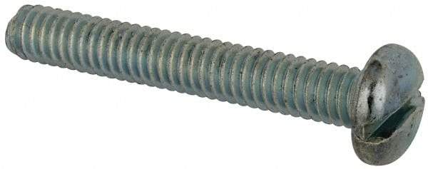 Value Collection - #12-24 UNC, 1-1/2" Length Under Head Slotted Drive Machine Screw - Pan Head, Grade J82 Steel, Zinc-Plated Finish, Without Washer - USA Tool & Supply