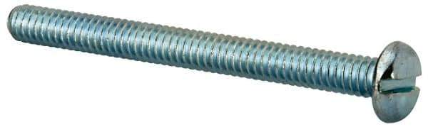Value Collection - 1/4-20 UNC, 2-3/4" Length Under Head Slotted Drive Machine Screw - Pan Head, Grade J82 Steel, Zinc-Plated Finish, Without Washer - USA Tool & Supply