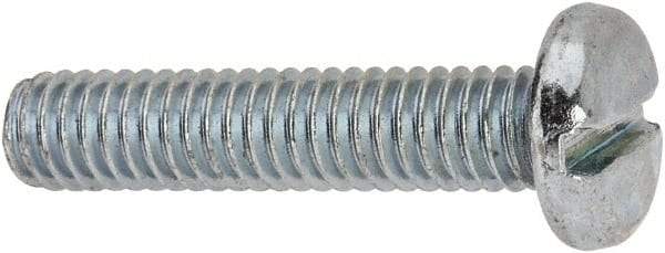 Value Collection - 5/16-18 UNC, 1-1/2" Length Under Head Slotted Drive Machine Screw - Pan Head, Grade J82 Steel, Zinc-Plated Finish, Without Washer - USA Tool & Supply
