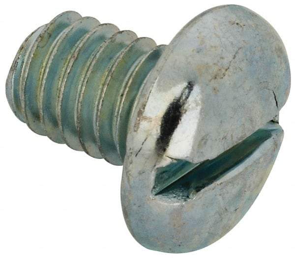 Value Collection - 3/8-16 UNC, 1/2" Length Under Head Slotted Drive Machine Screw - Pan Head, Grade J82 Steel, Zinc-Plated Finish, Without Washer - USA Tool & Supply