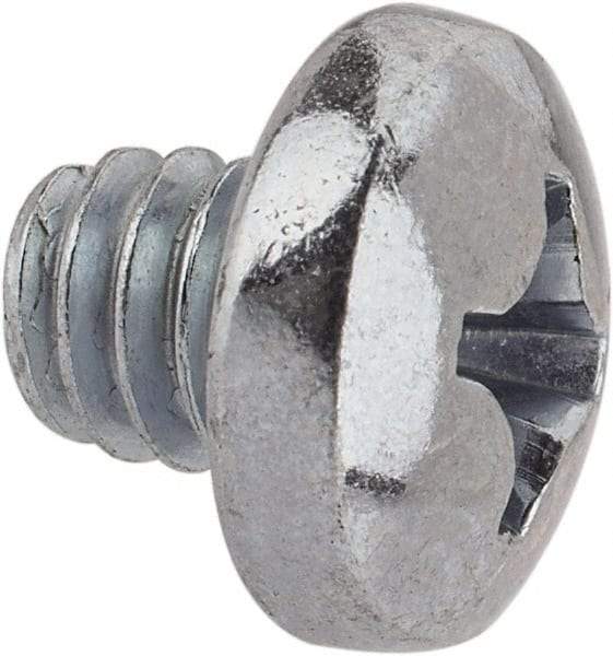 Value Collection - 1/4-20 UNC, 1/4" Length Under Head Phillips Drive Machine Screw - Pan Head, Grade J82 Steel, Zinc-Plated Finish, Without Washer - USA Tool & Supply