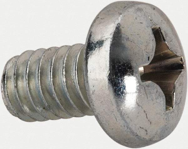 Value Collection - 1/4-20 UNC, 7/16" Length Under Head Phillips Drive Machine Screw - Pan Head, Grade J82 Steel, Zinc-Plated Finish, Without Washer - USA Tool & Supply