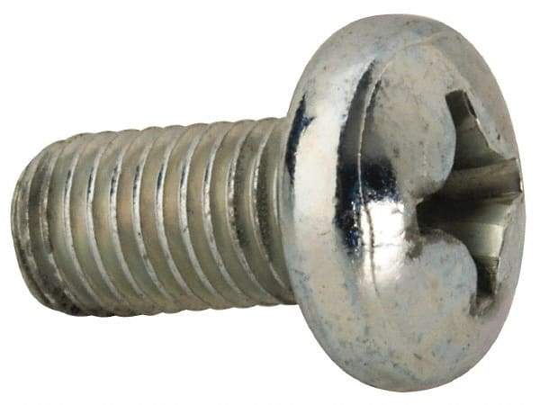Value Collection - 1/4-28 UNF, 1/2" Length Under Head Phillips Drive Machine Screw - Pan Head, Grade J82 Steel, Zinc-Plated Finish, Without Washer - USA Tool & Supply