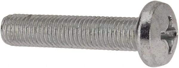 Value Collection - 1/4-28 UNF, 1-1/4" Length Under Head Phillips Drive Machine Screw - Pan Head, Grade J82 Steel, Zinc-Plated Finish, Without Washer - USA Tool & Supply