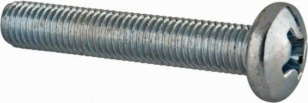 Value Collection - 1/4-28 UNF, 1-1/2" Length Under Head Phillips Drive Machine Screw - Pan Head, Grade J82 Steel, Zinc-Plated Finish, Without Washer - USA Tool & Supply