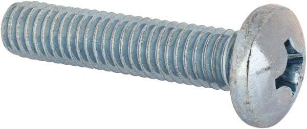 Value Collection - 3/8-16 UNC, 1-3/4" Length Under Head Phillips Drive Machine Screw - Pan Head, Grade J82 Steel, Zinc-Plated Finish, Without Washer - USA Tool & Supply