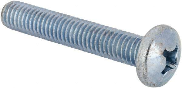 Value Collection - 3/8-16 UNC, 2-1/4" Length Under Head Phillips Drive Machine Screw - Pan Head, Grade J82 Steel, Zinc-Plated Finish, Without Washer - USA Tool & Supply