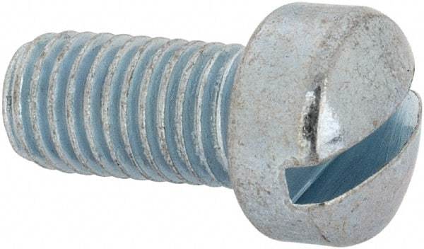 Value Collection - 1/4-28 UNF, 1/2" Length Under Head Slotted Drive Machine Screw - Fillister Head, Grade J82 Steel, Zinc-Plated Finish, Without Washer - USA Tool & Supply