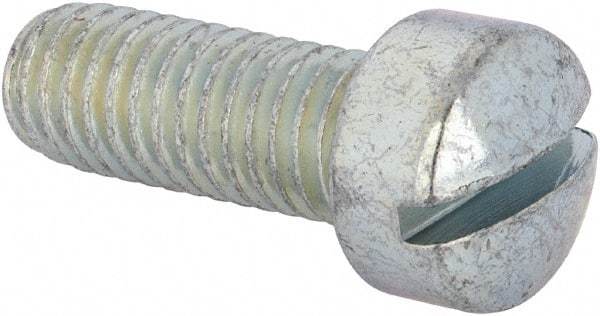 Value Collection - 3/8-16 UNC, 1" Length Under Head Slotted Drive Machine Screw - Fillister Head, Grade J82 Steel, Zinc-Plated Finish, Without Washer - USA Tool & Supply