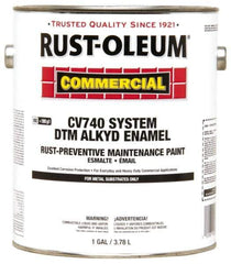 Rust-Oleum - 1 Gal White Gloss Finish Alkyd Enamel Paint - 278 to 509 Sq Ft per Gal, Interior/Exterior, Direct to Metal, <400 gL VOC Compliance - USA Tool & Supply