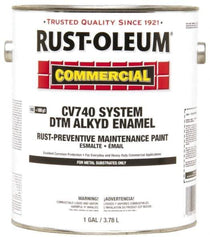 Rust-Oleum - 1 Gal White Gloss Finish Alkyd Enamel Paint - 278 to 509 Sq Ft per Gal, Interior/Exterior, Direct to Metal, <100 gL VOC Compliance - USA Tool & Supply