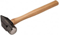 Paramount - 3 Lb Head Blacksmith's Hammer - 14-1/2" OAL, 12" Long Wood Handle, 2-1/4" Face Diam - USA Tool & Supply