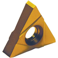 Tool-Flo - 43TNMC Grade GP3, 1.57mm Cutting Width Carbide Grooving Insert - 5/32" Max Depth of Cut, Right Hand, TiN Finish - USA Tool & Supply