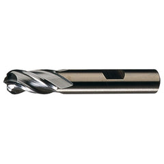 ‎1/8″ Dia. × 3/8″ Shank × 3/8″ DOC × 2-5/16″ OAL, HSSCoPM TiCN, Spiral , 4 Flute, CW Helix, Weldon, Ballnose End Mill - Exact Industrial Supply