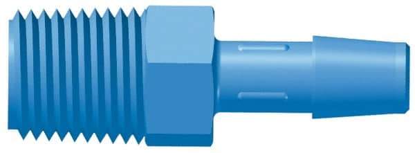 Made in USA - 3/4" Barb, 3/4, HDPE Single Barbed Tube Adapter - Blue, Male - USA Tool & Supply