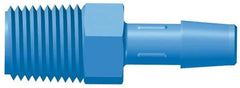Made in USA - 3/4" Barb, 3/4, HDPE Single Barbed Tube Adapter - Blue, Male - USA Tool & Supply