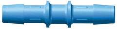Made in USA - 5/16" Barb, Polypropylene Single Barbed Tube Straight Coupler - Blue, Male - USA Tool & Supply